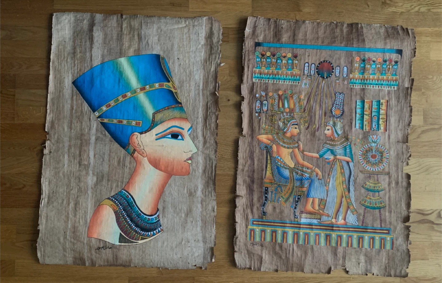 Egyptian Papyrus Paintings - Set of 6