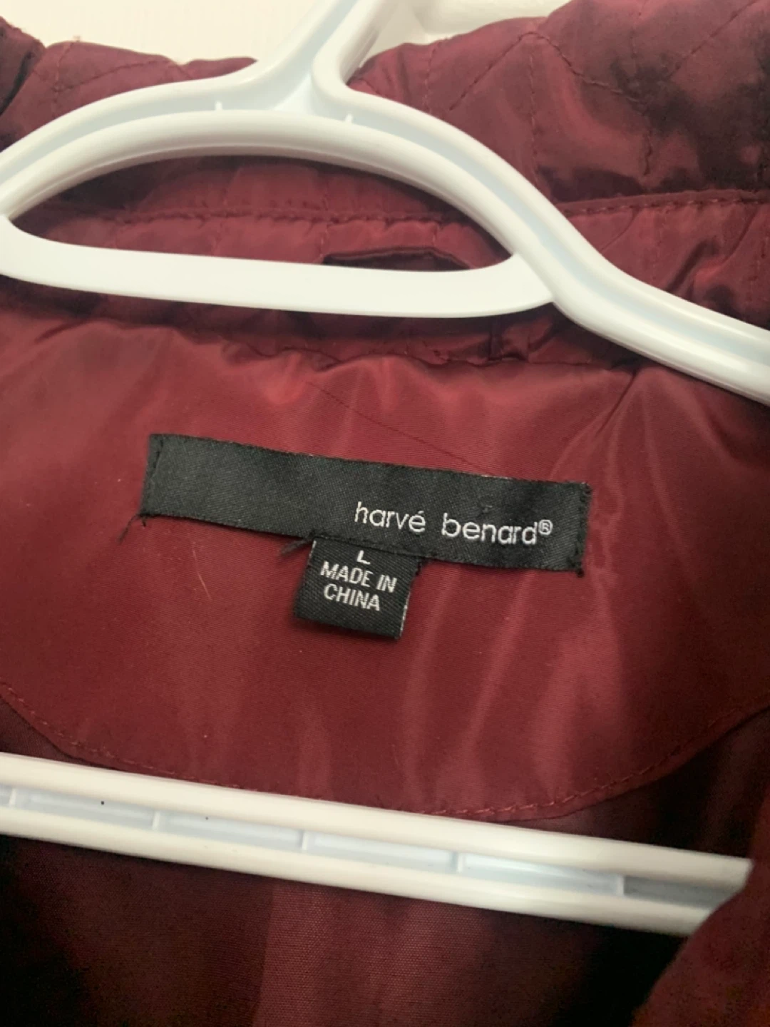 Harvé Benard Burgundy Quilted Belted Jacket - Size L - photo 3