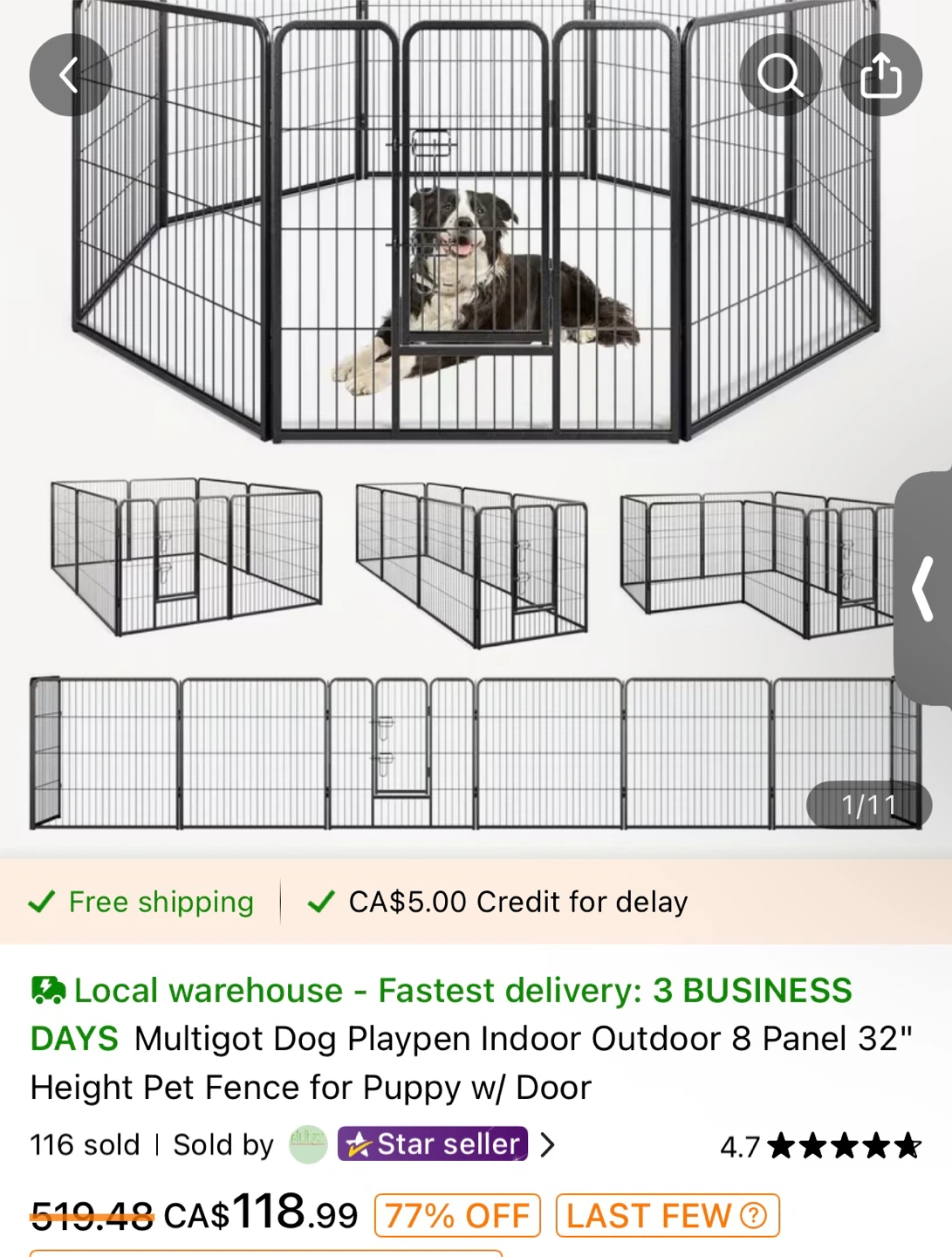 Dog Playpen - Indoor/Outdoor 8 Panel - photo 2