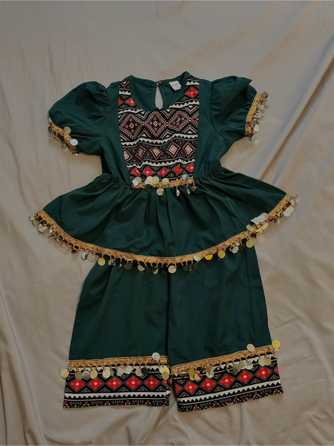 Shein Kids Green Traditional Outfit Set