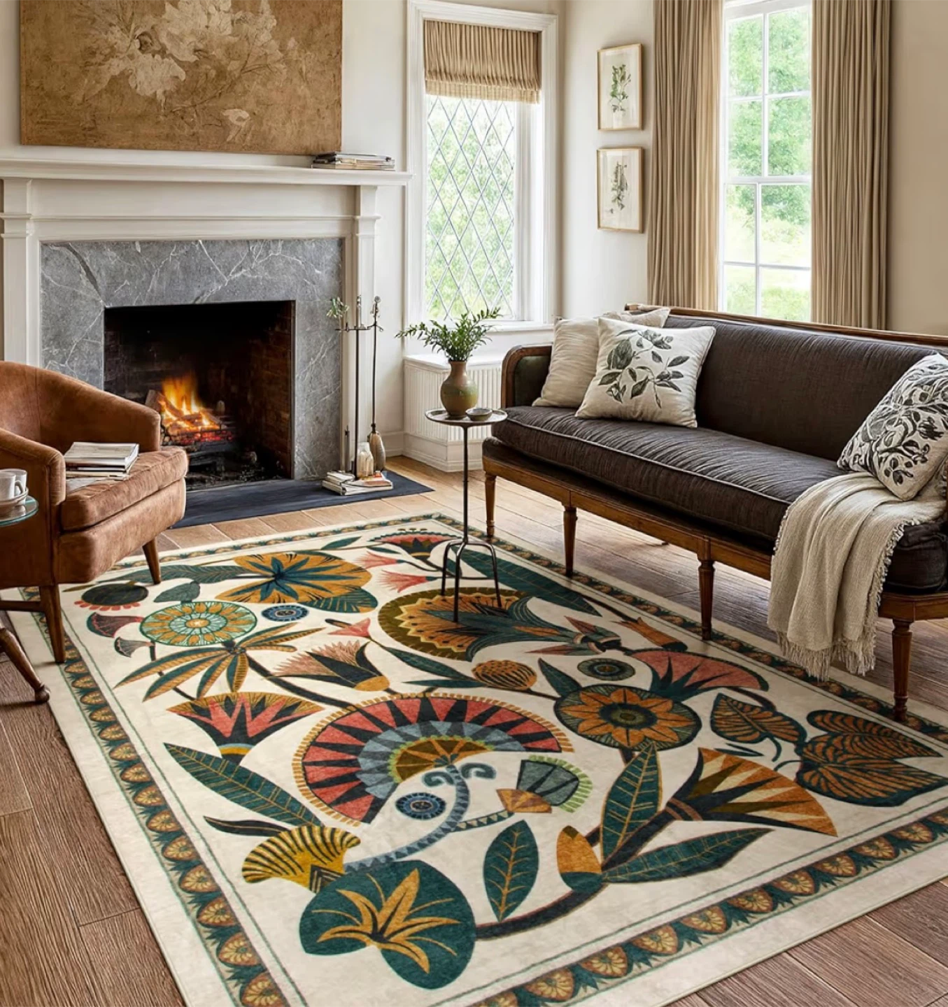 Floral Area Rug - Soft Surface, Non-Slip Backing - photo 3