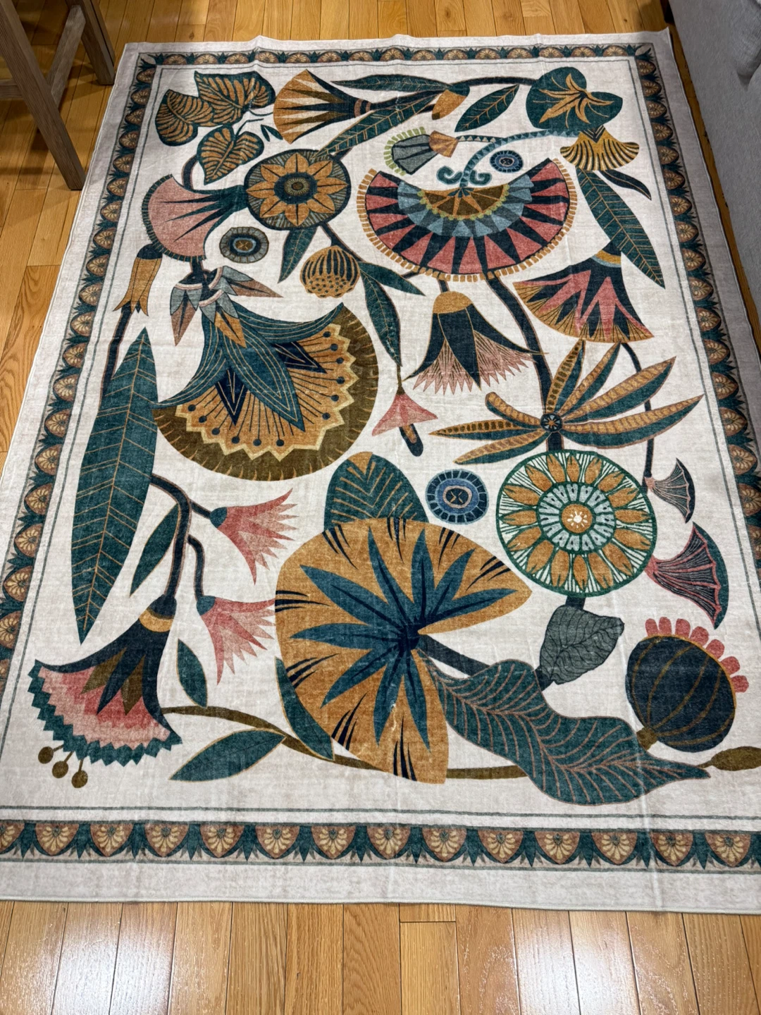Floral Area Rug - Soft Surface, Non-Slip Backing