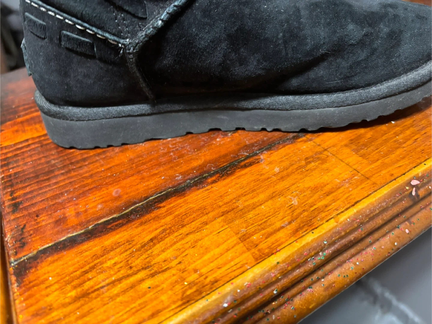 UGG Black Suede Boots with Fur Trim - photo 3