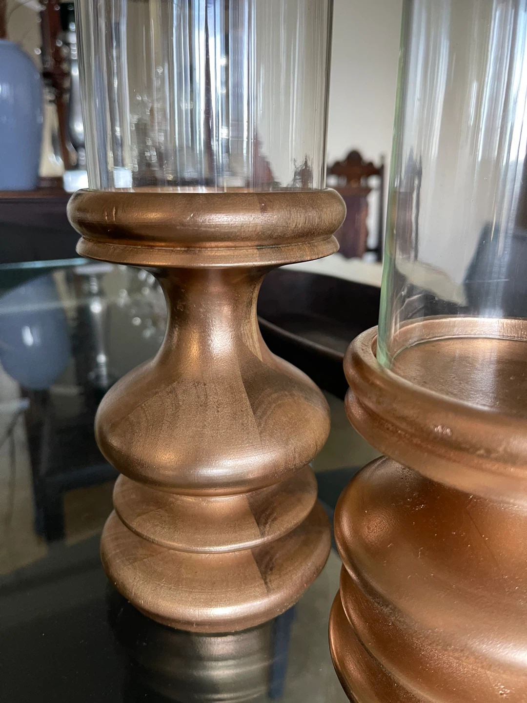 Wood & Glass Hurricane Candle Holders (Set of 2) - photo 5
