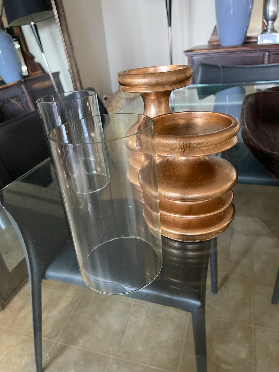 Wood & Glass Hurricane Candle Holders (Set of 2) - photo 3