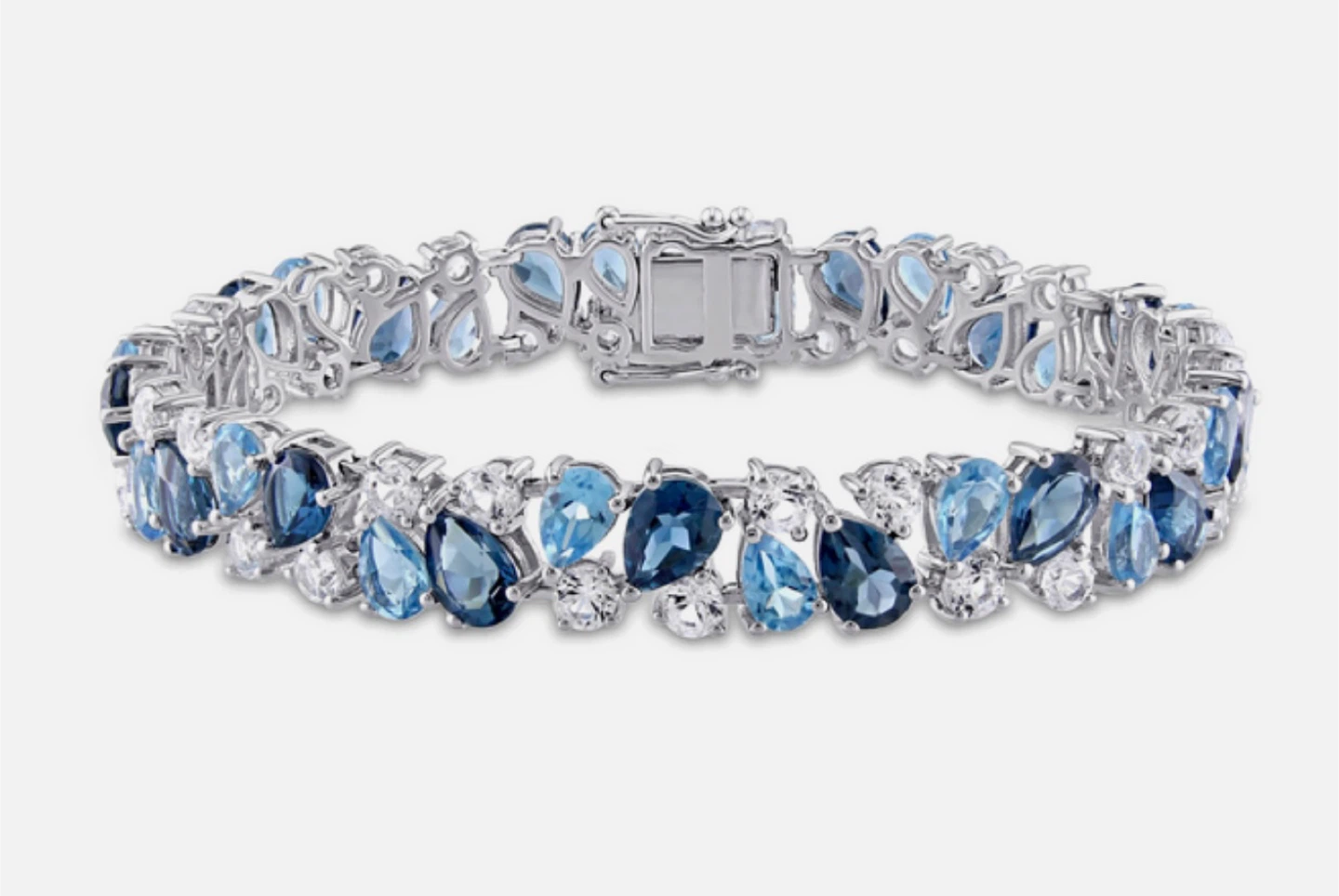 Peoples Blue Topaz Bracelet in Sterling Silver