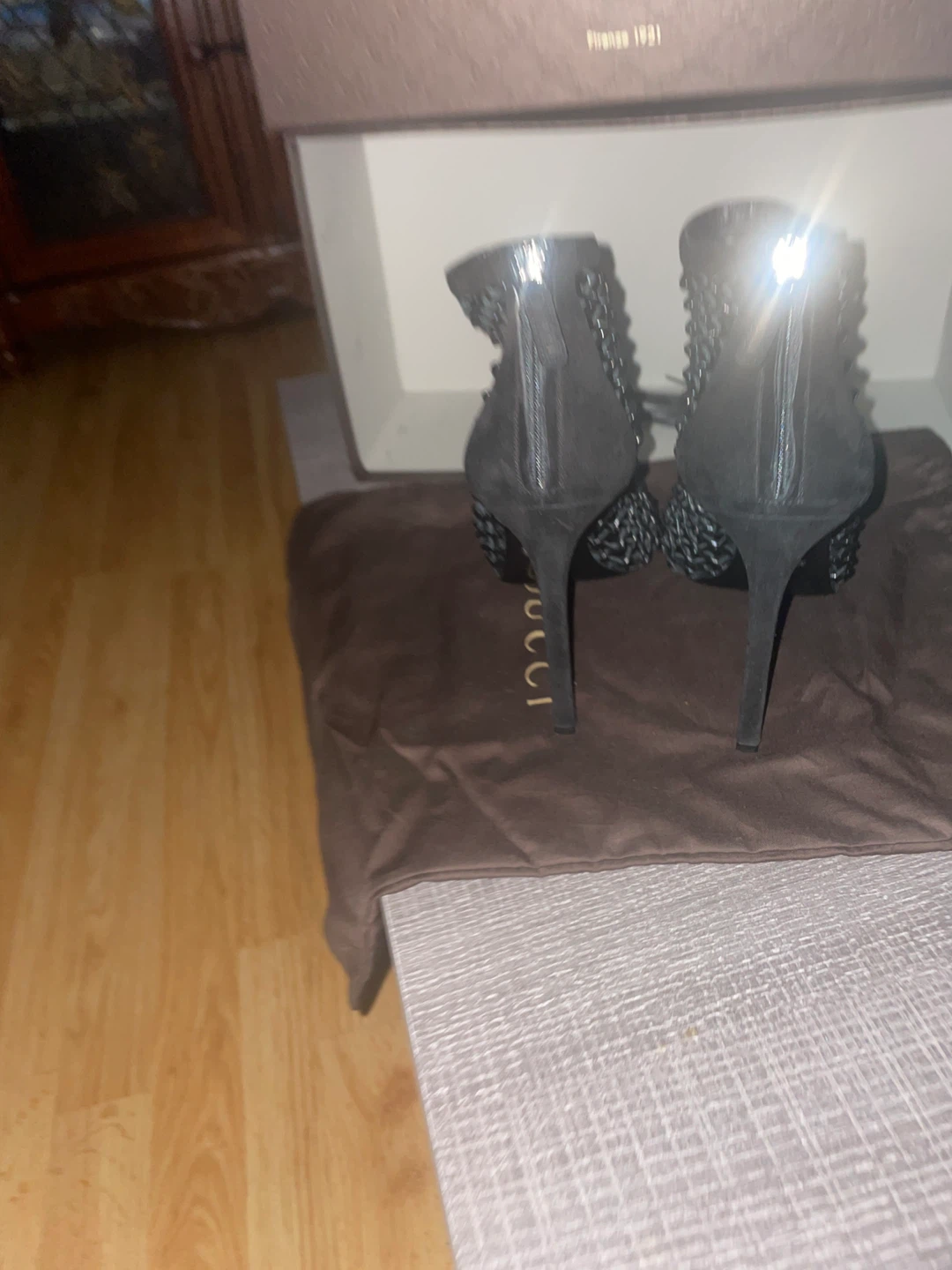 Gucci Black Suede Open Toe Heels - photo 4