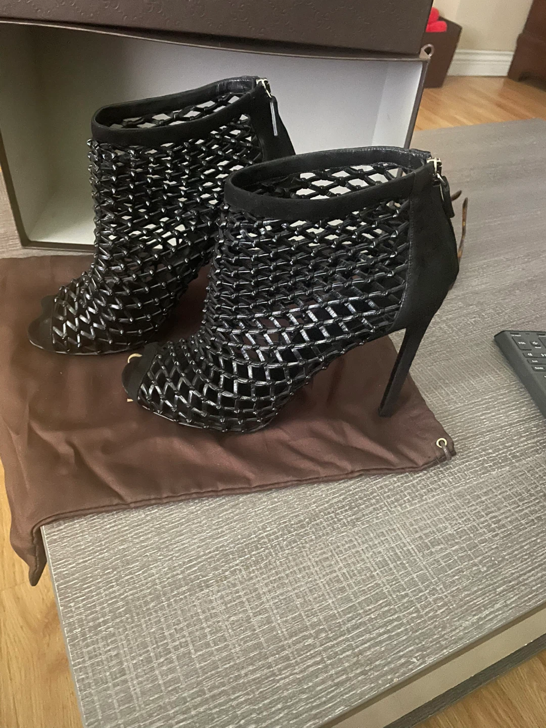 Gucci Black Suede Open Toe Heels - photo 2