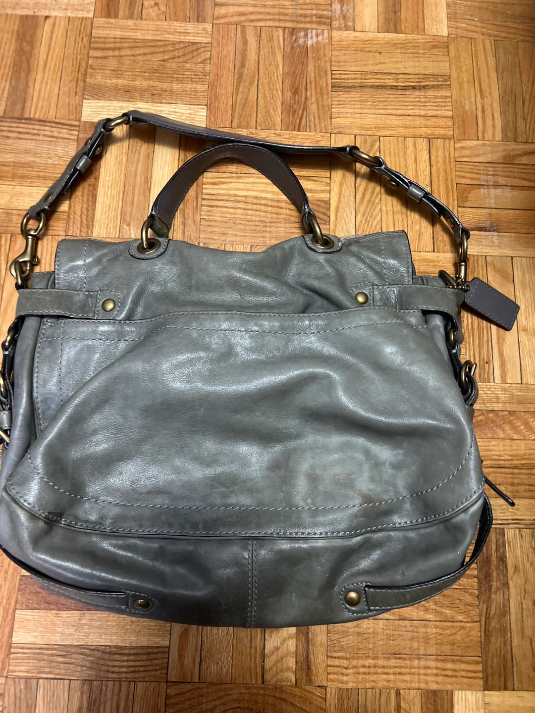 Coach Leather Satchel Bag - Grey - photo 3