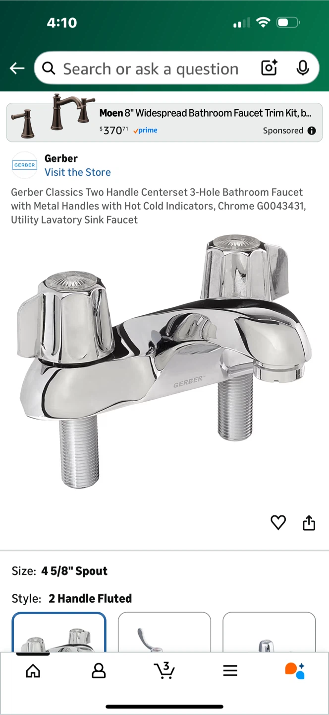Gerber Chrome Two Handle Lavatory Faucet - New in Box!