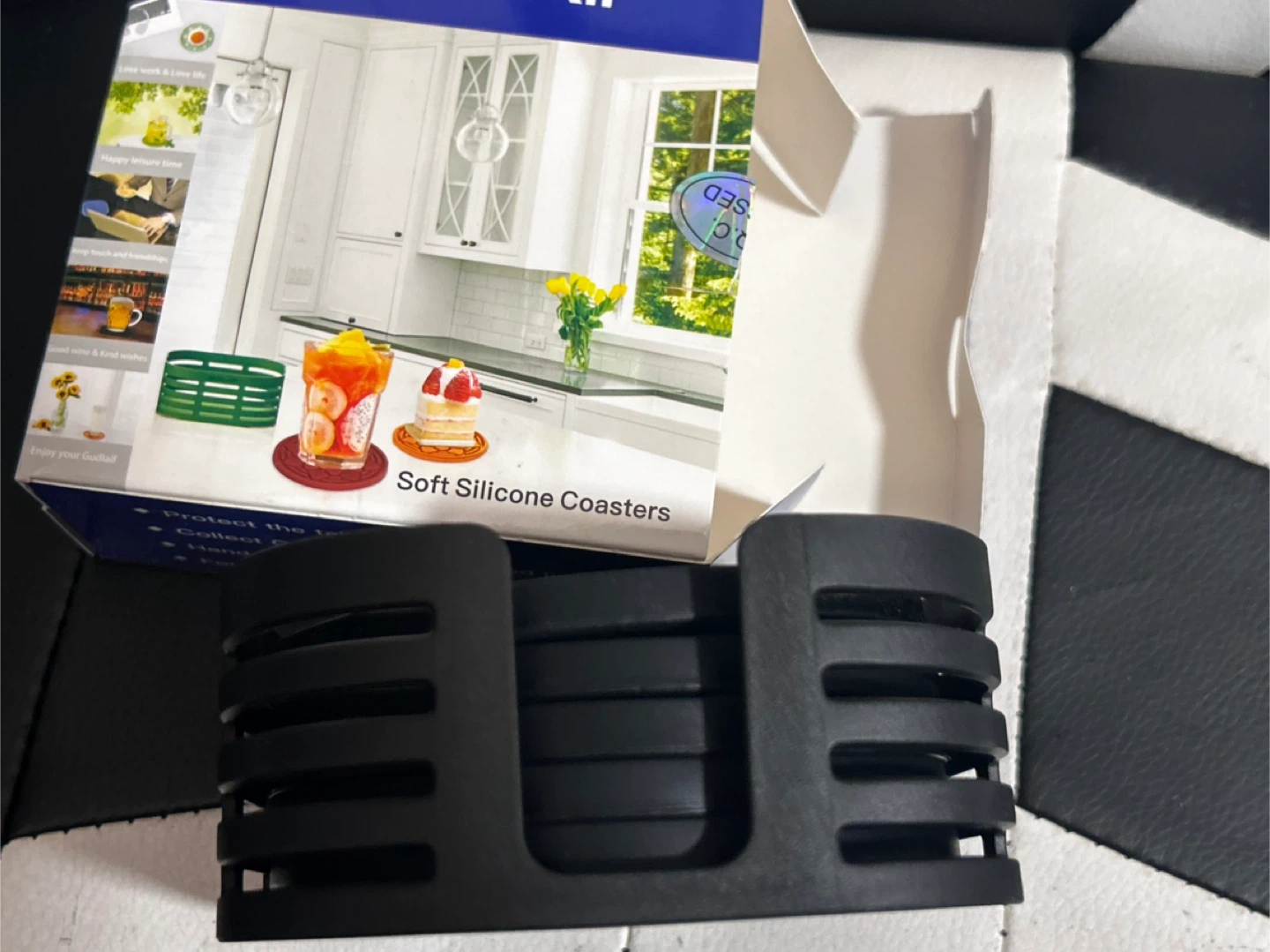 Hapilife Soft Silicone Coasters with Holder - Black - photo 4