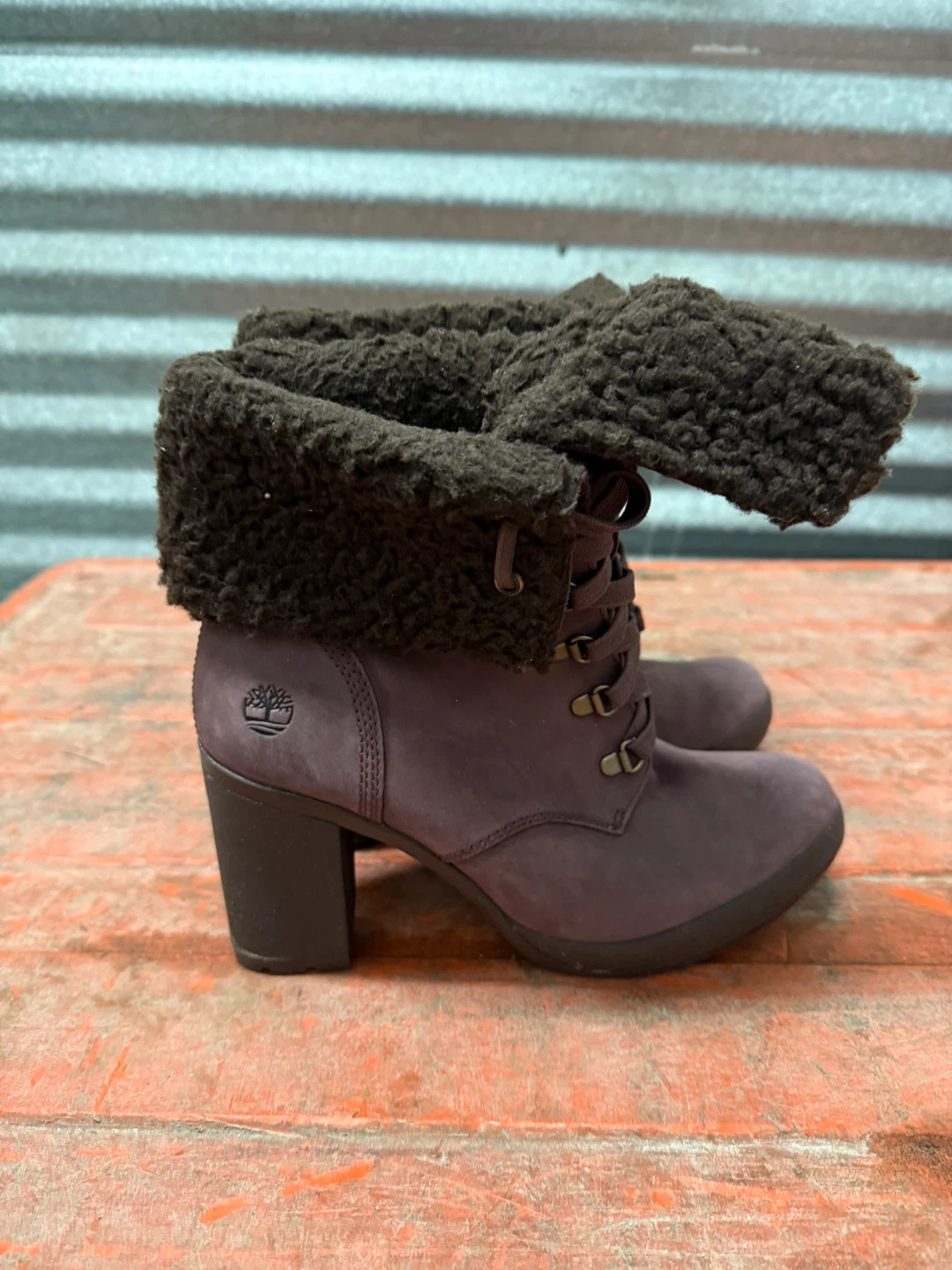 Timberland Purple Suede Heeled Boots - Size 8.5 - photo 4
