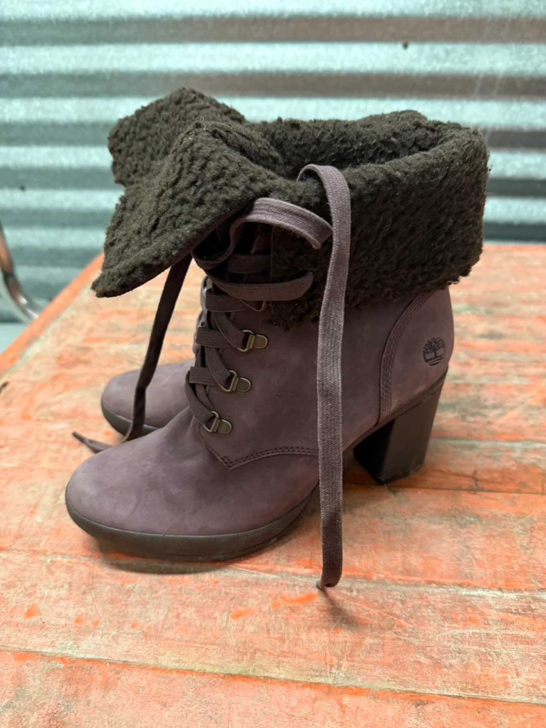 Timberland Purple Suede Heeled Boots - Size 8.5 - photo 3