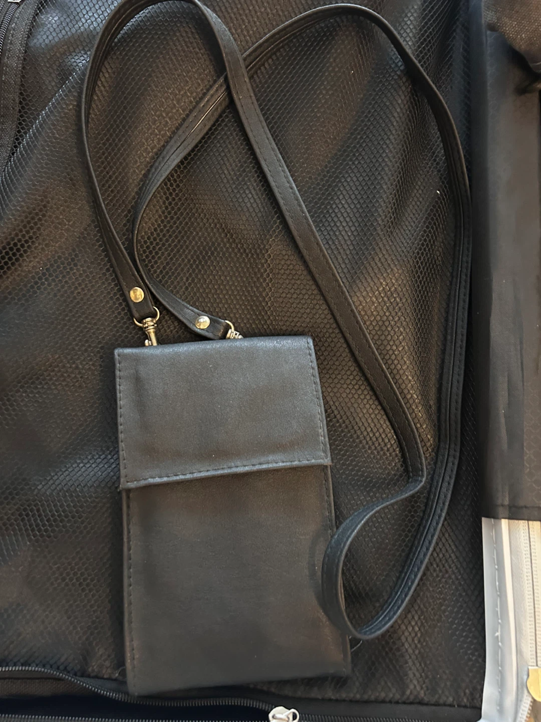 Black Leather Wallet with Strap