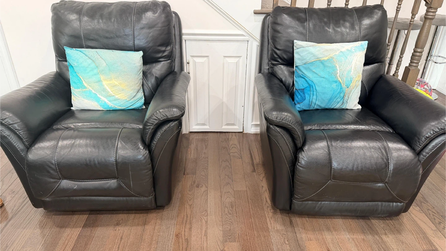 Black Leather Recliner Armchair - photo 3