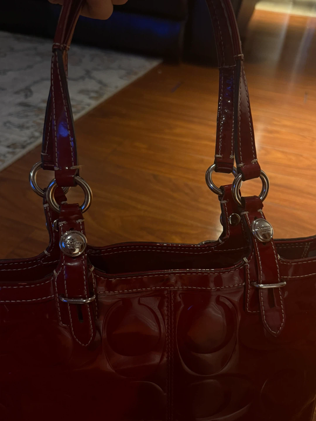 Coach Red Patent Leather Tote Bag - photo 2