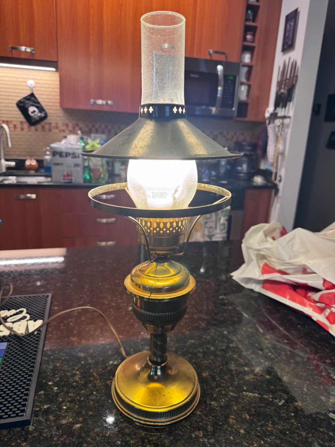 Vintage Brass Finish Hurricane Lamp