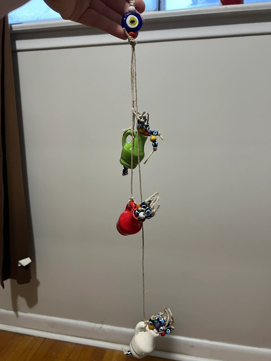 Evil Eye Wall Hanging with Ceramic Pots