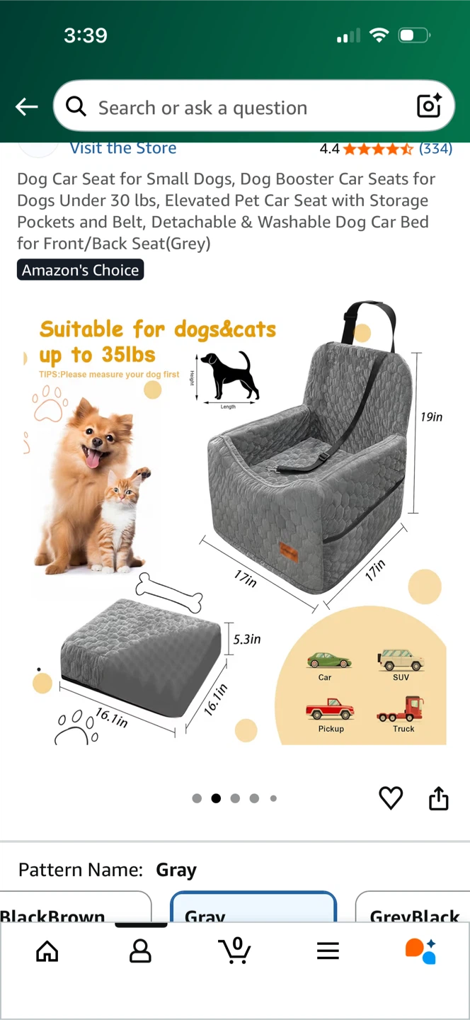 Dog Car Seat for Small Dogs - Gray - photo 2