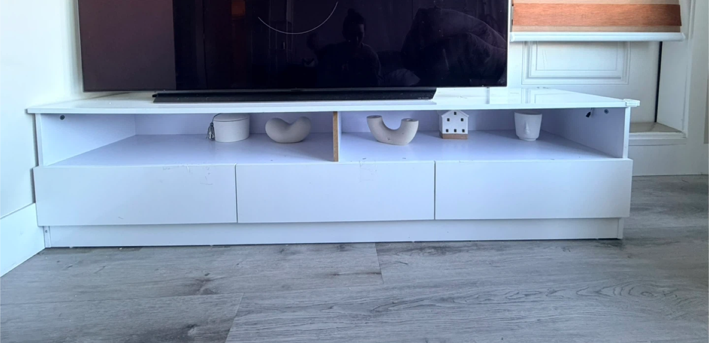 White TV Stand with Drawers