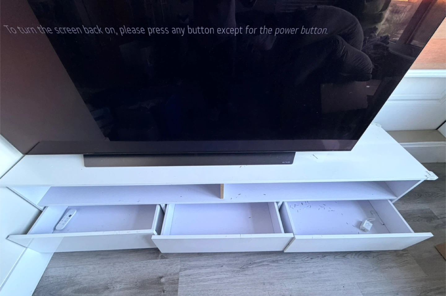 White TV Stand with Drawers - photo 2