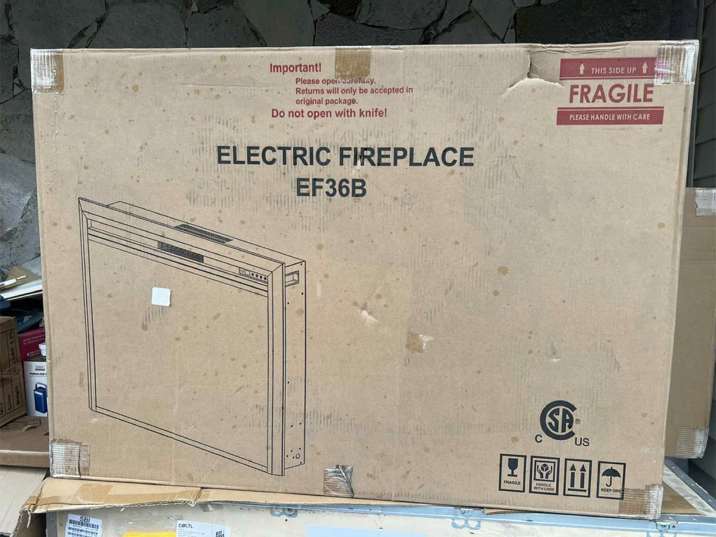 36.6" W Rear Electric Fireplace Inserts with Touch Screen