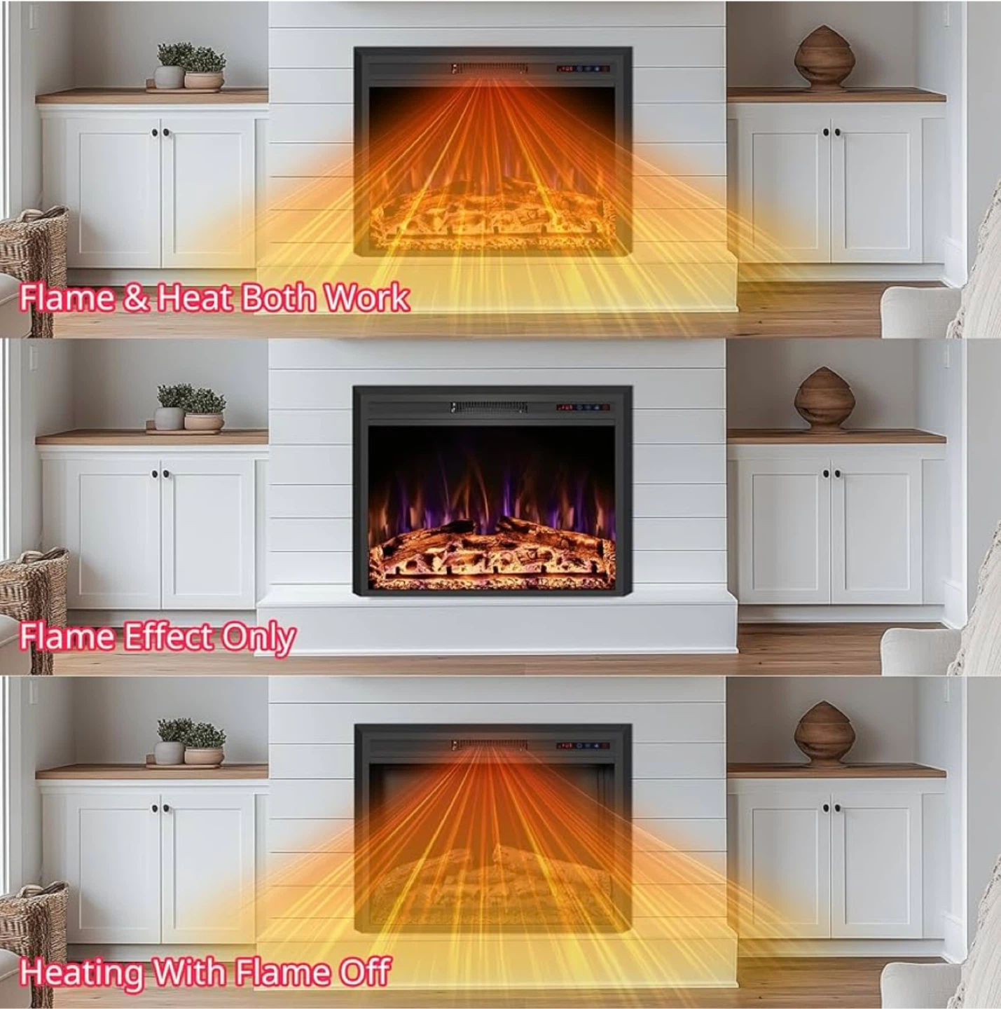 36.6" W Rear Electric Fireplace Inserts with Touch Screen - photo 3