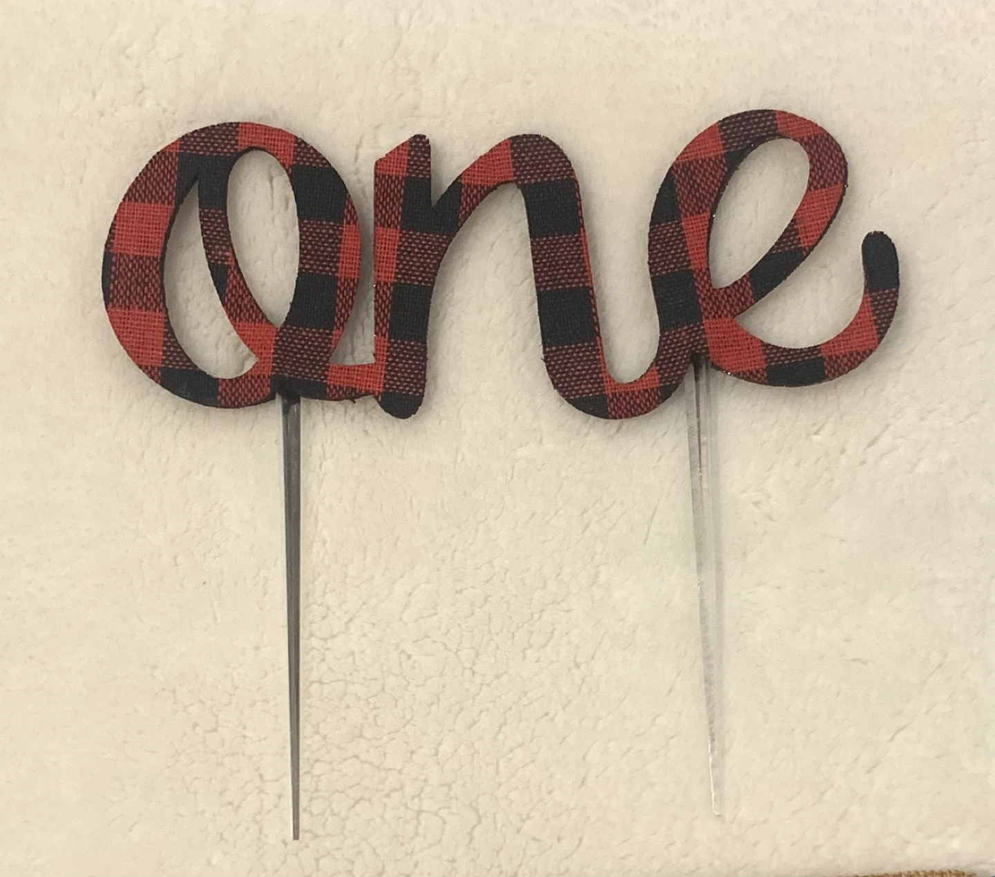 Red & Black Plaid 'One' Cake Topper & Banner - photo 2