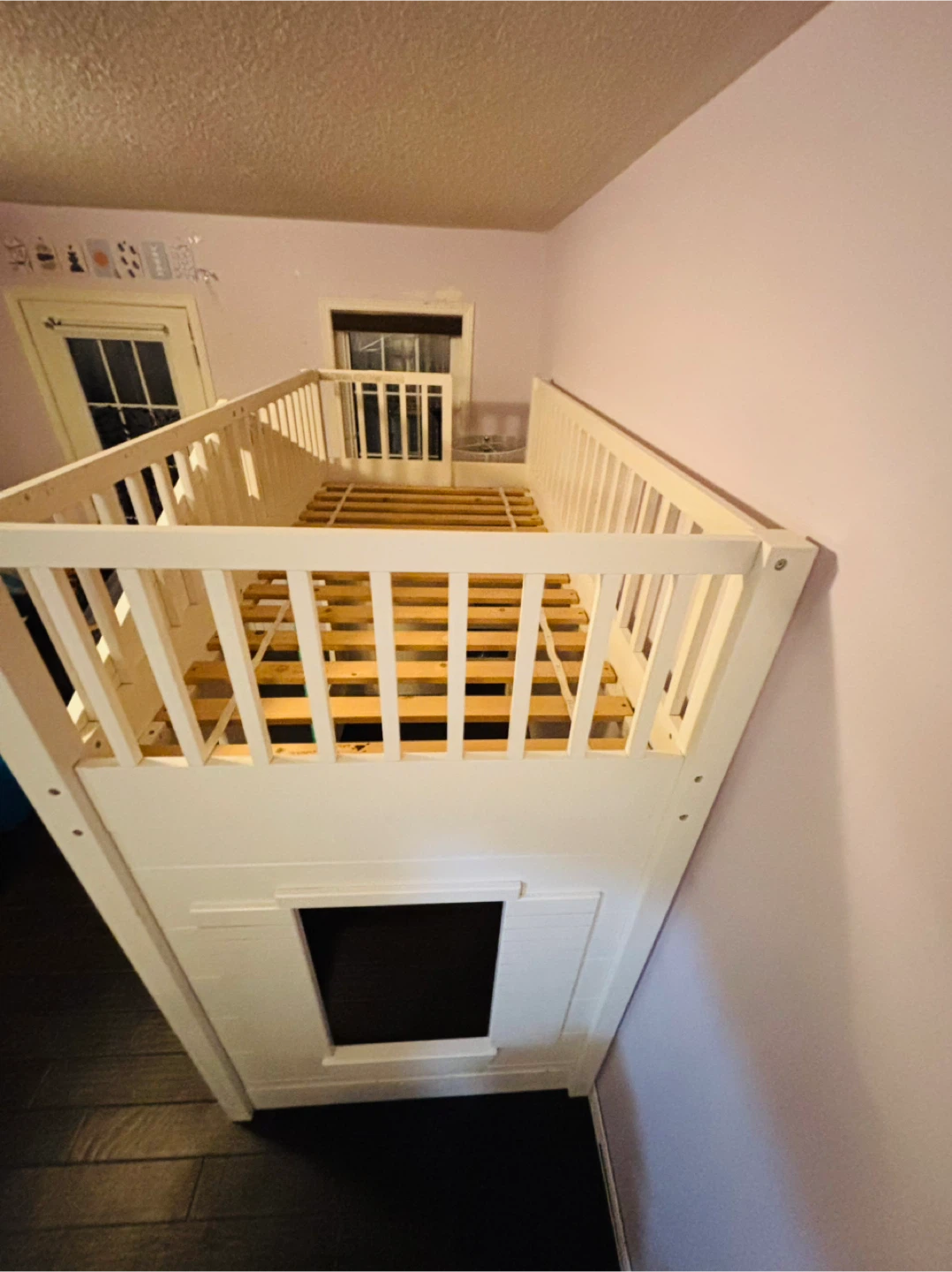 Kids House Loft Bed - White