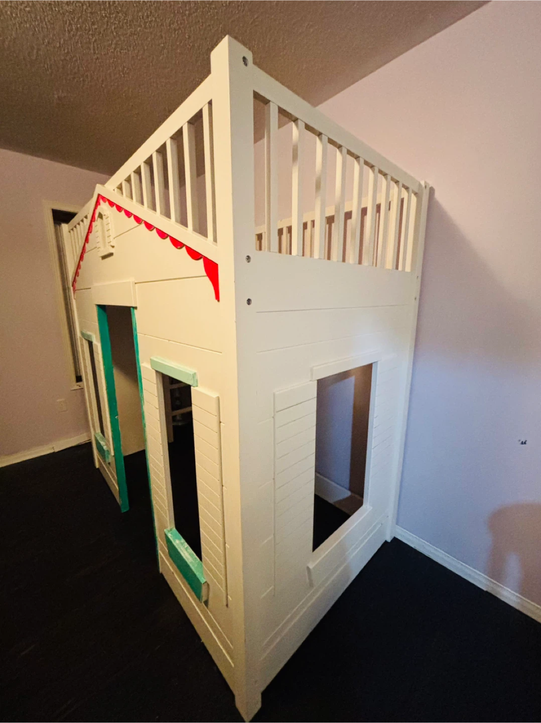 Kids House Loft Bed - White - photo 2