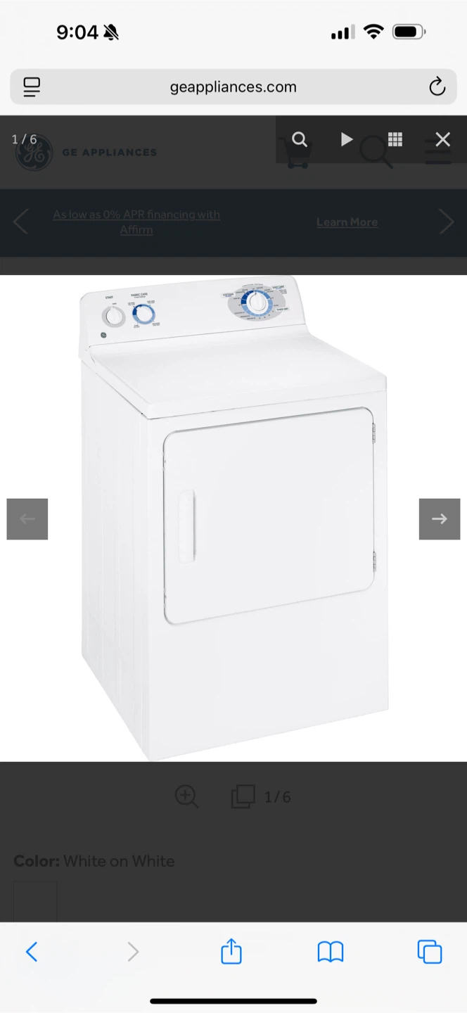 GE Appliances White Clothes Dryer