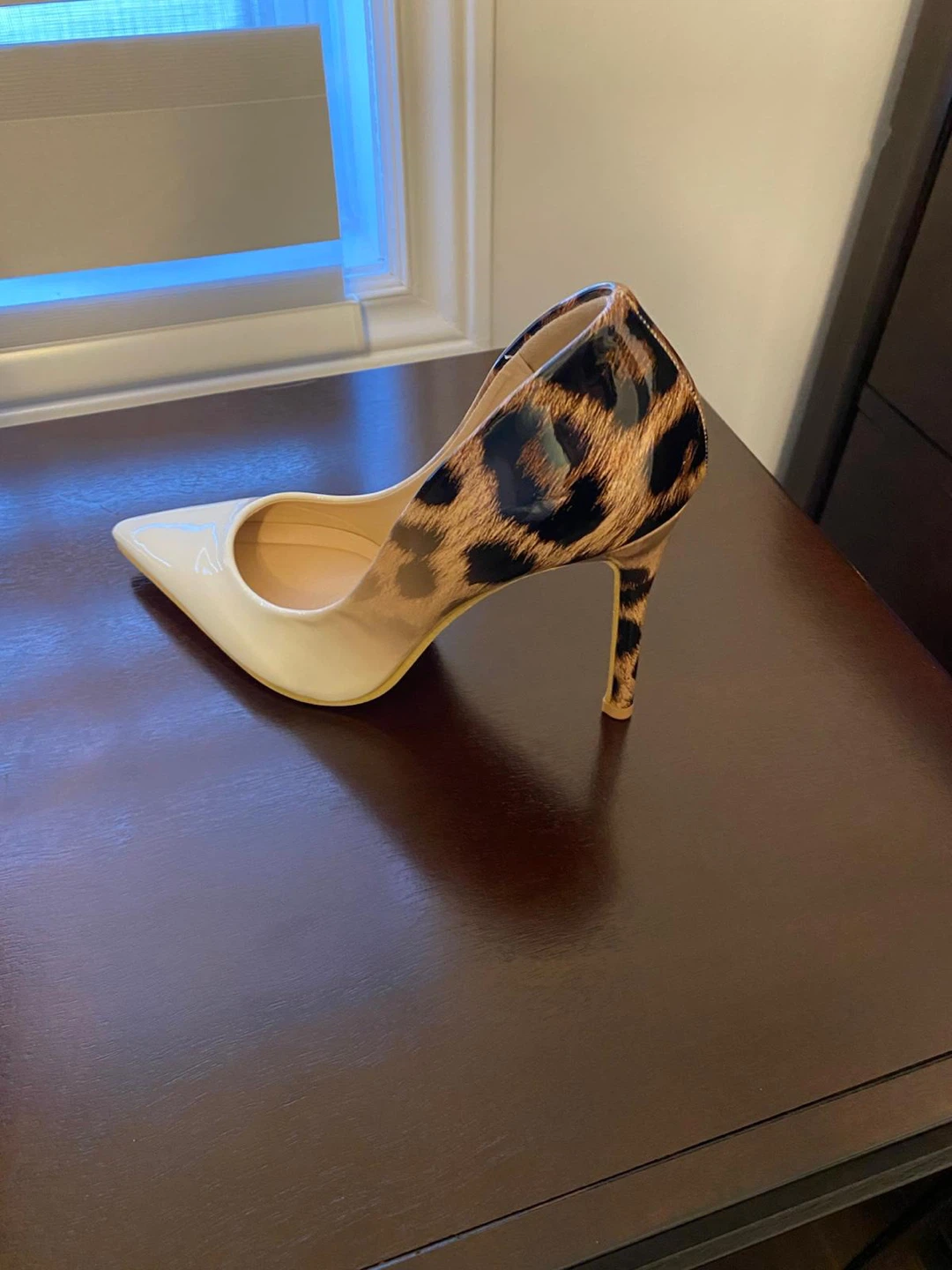 Leopard Print & White Heels