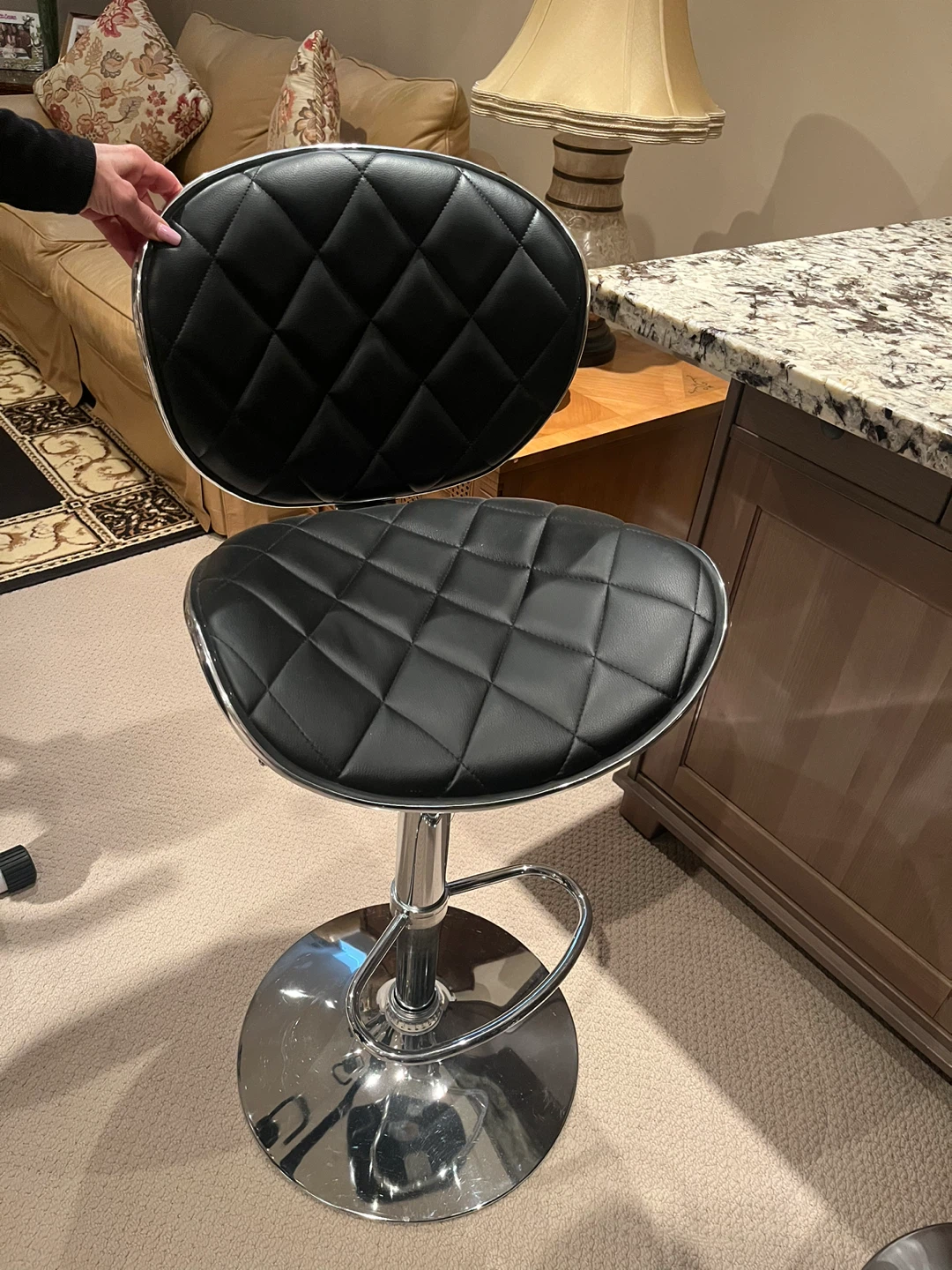 Adjustable Height Black Bar Stool