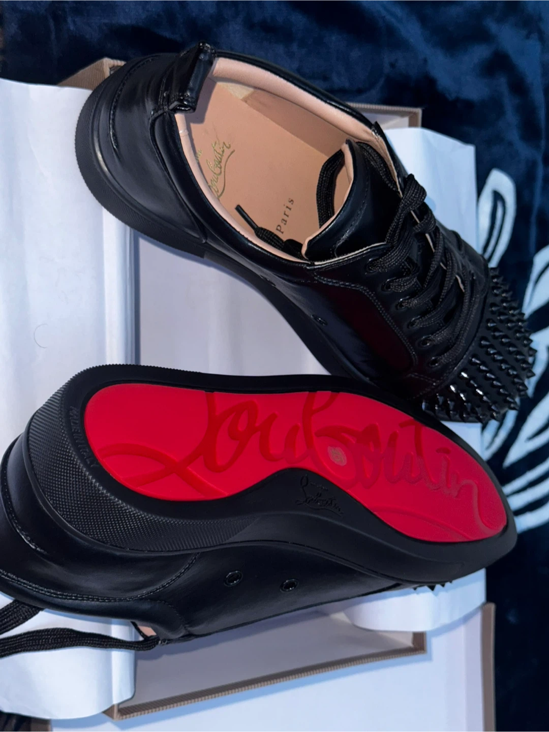 Red bottoms Black Spike Sneakers - photo 5