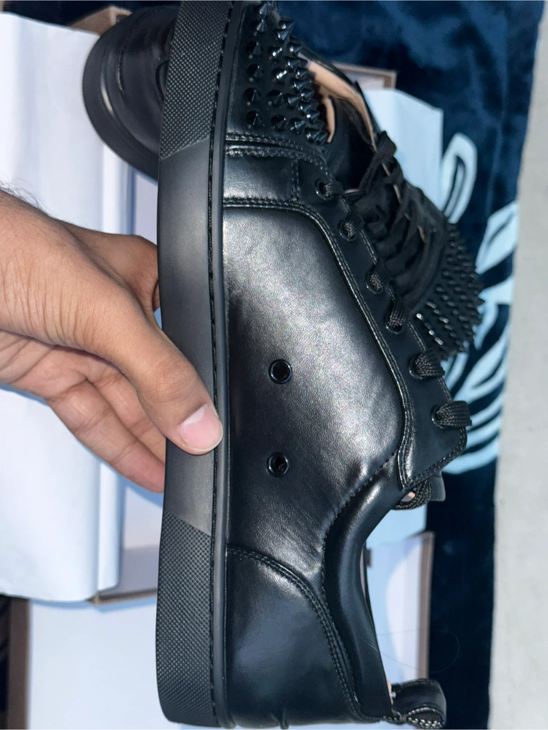 Red bottoms Black Spike Sneakers - photo 4