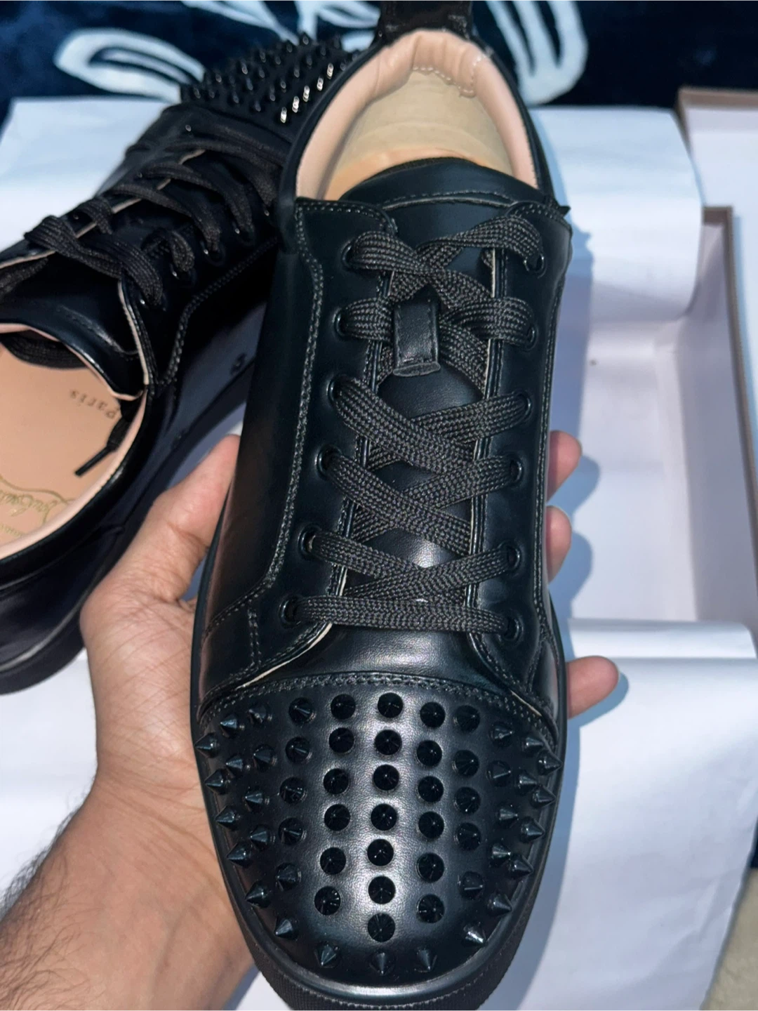 Red bottoms Black Spike Sneakers - photo 2