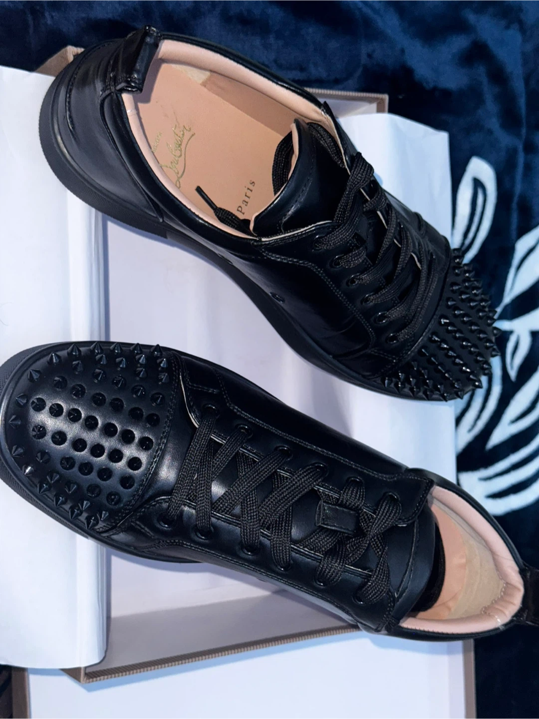 Red bottoms Black Spike Sneakers