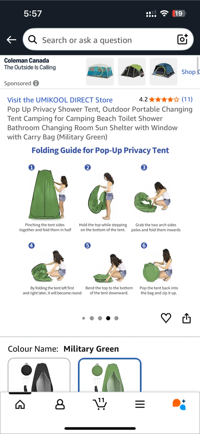 UMIKOOL Pop Up Privacy Tent - Military Green - photo 2