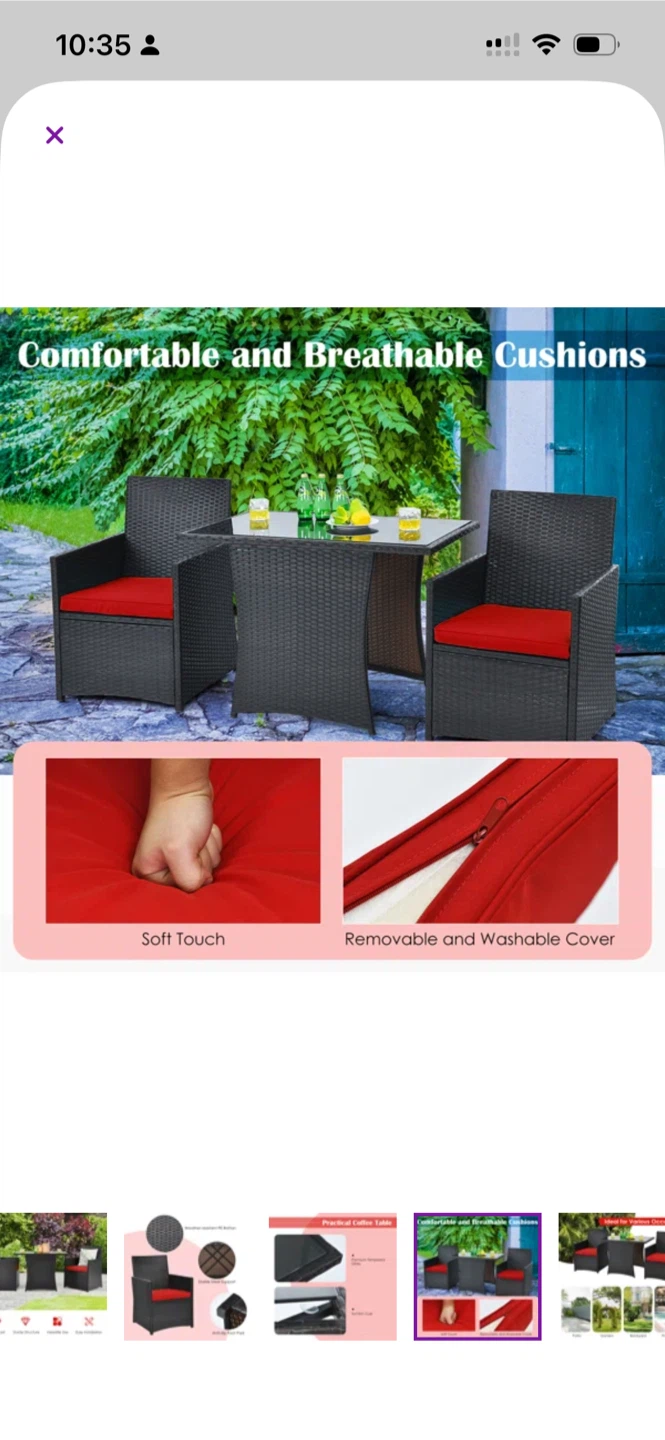 Rattan Outdoor Patio Set - Table & 2 Chairs - photo 2