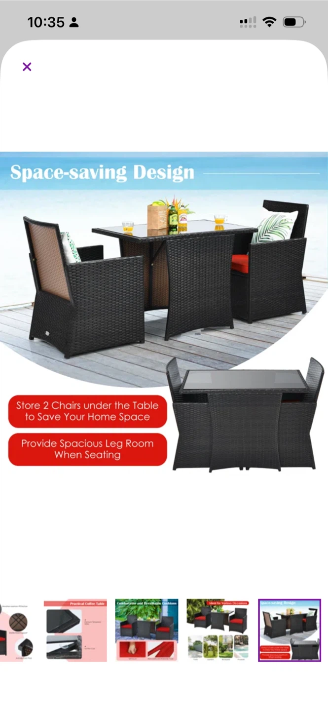 Rattan Outdoor Patio Set - Table & 2 Chairs