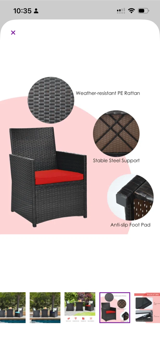 Rattan Outdoor Patio Set - Table & 2 Chairs - photo 4
