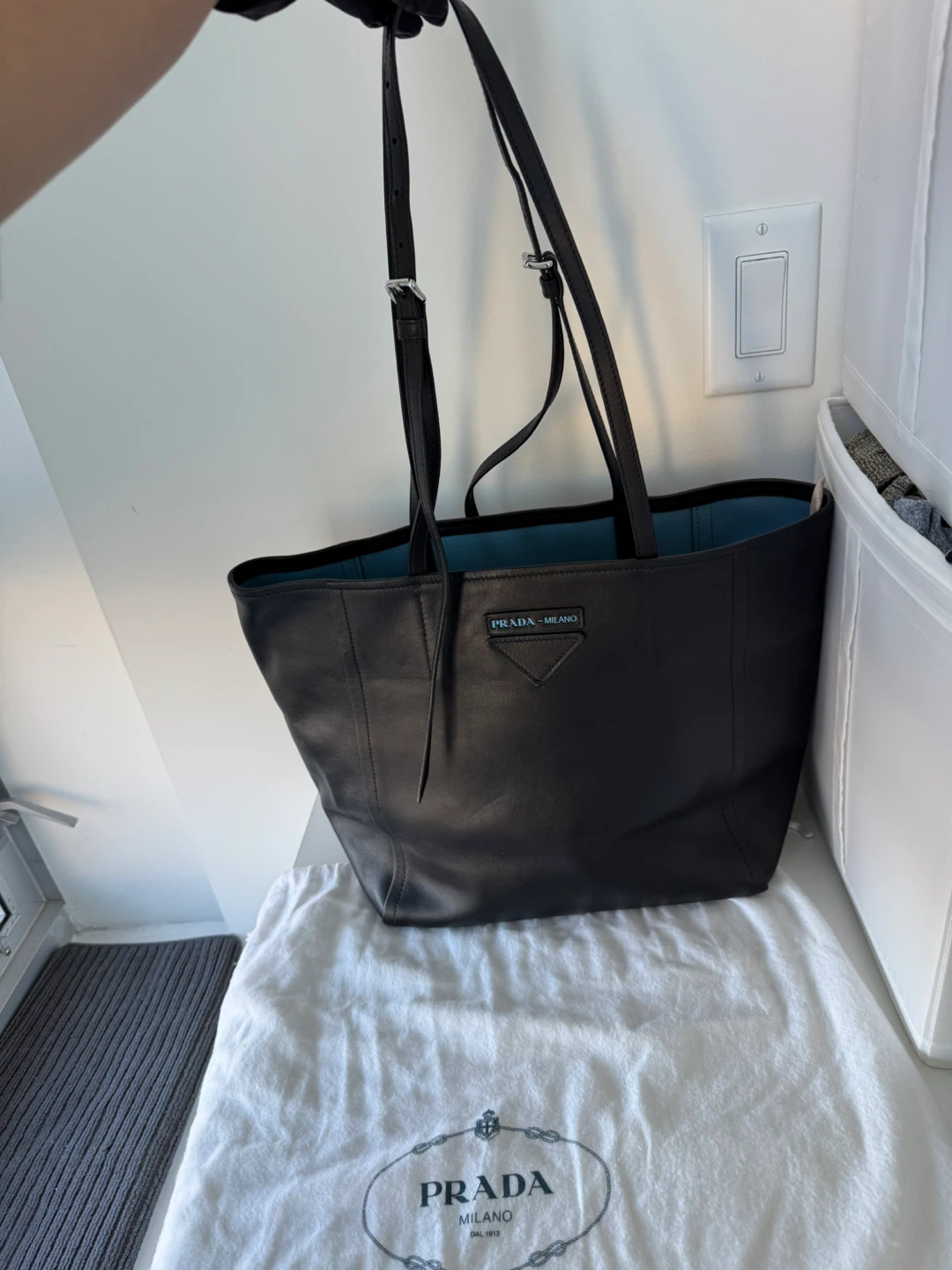Prada Grace Lux Light Black Tote Bag