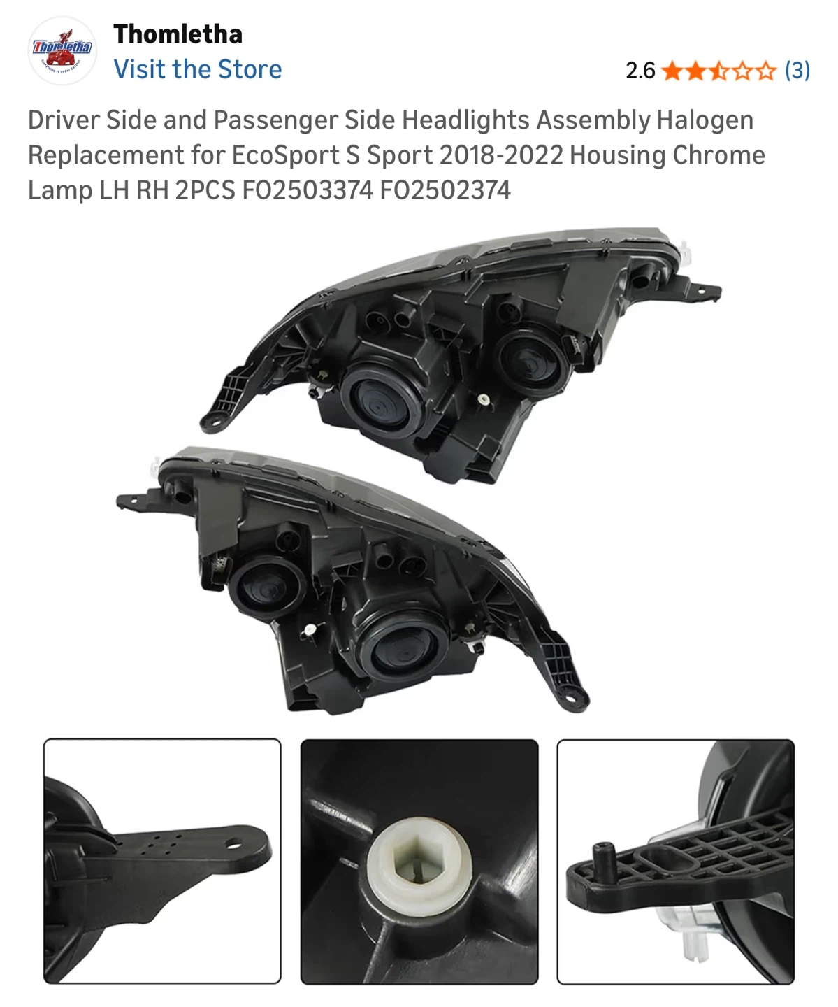 Thomletha Ford EcoSport Headlights 2018-2022 - photo 5