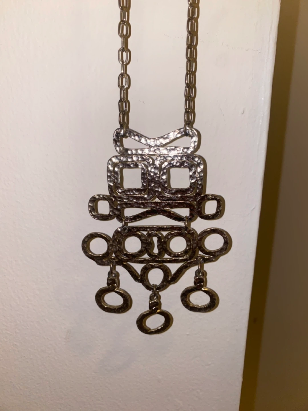 Silver Tone Statement Necklace - 16 Inches