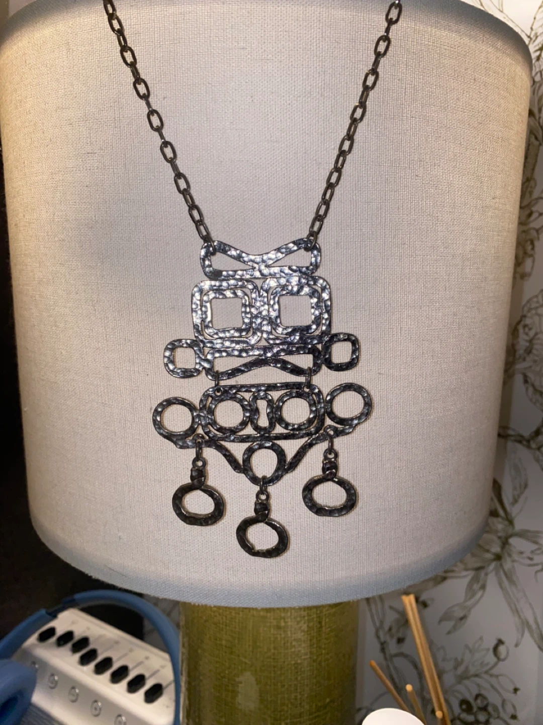 Silver Tone Statement Necklace - 16 Inches - photo 4