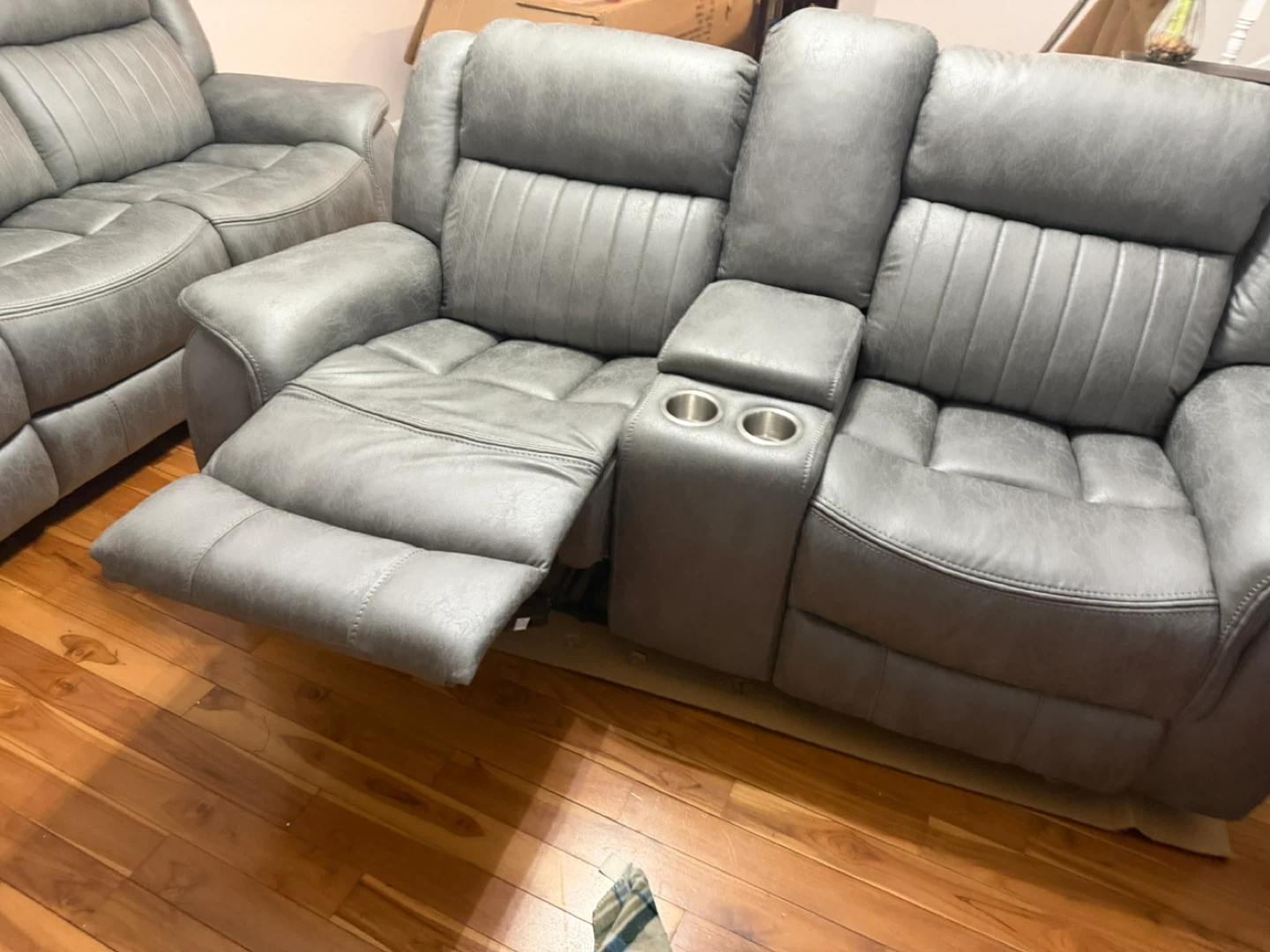 Gray Reclining Sofa Set