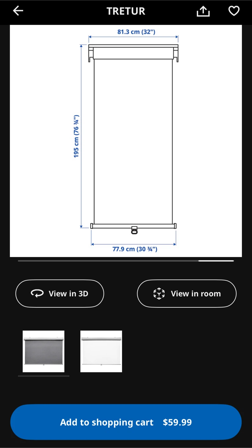IKEA Tretur Roller Blind - 32 inch - photo 2