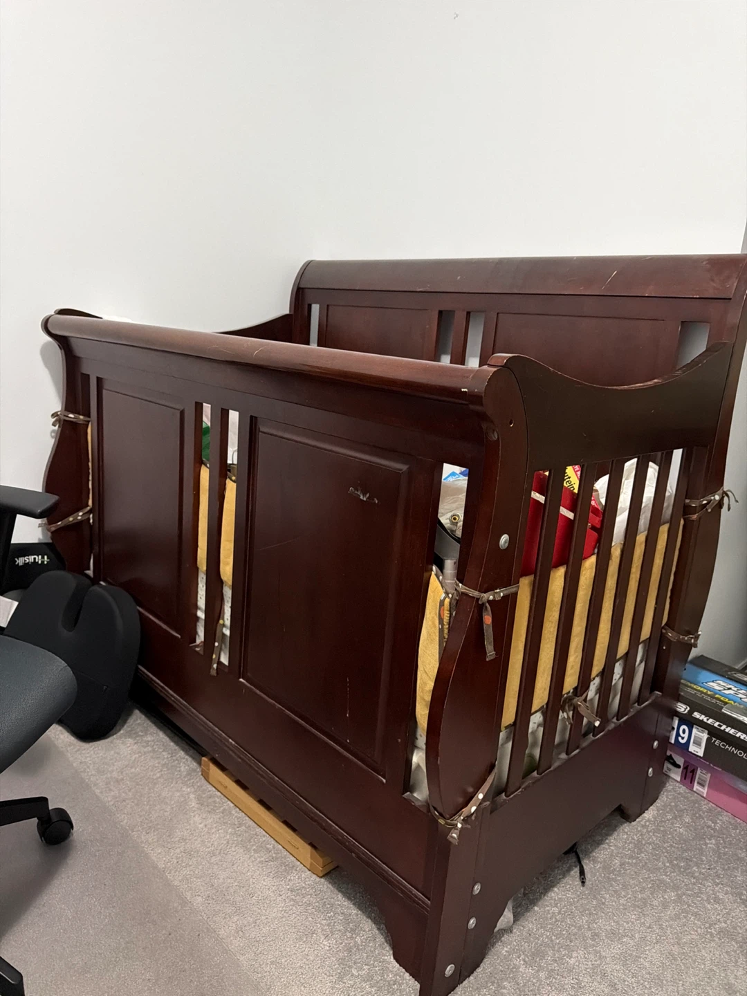 Brown Wooden Baby Crib