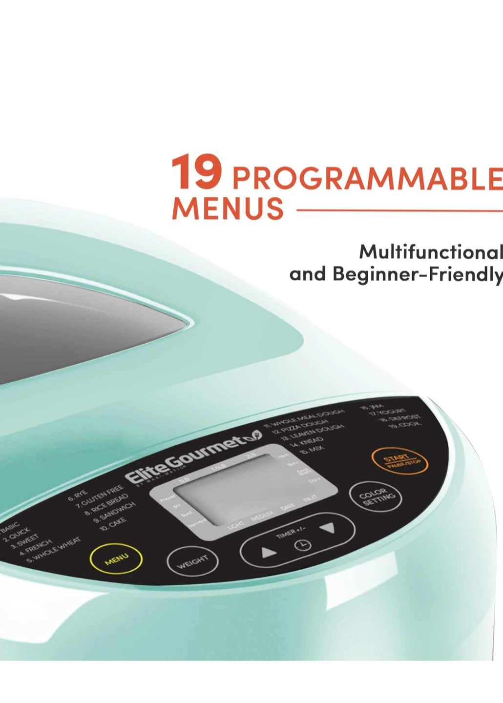 Elite Gourmet 2-Pound Bread Maker - Mint - photo 4