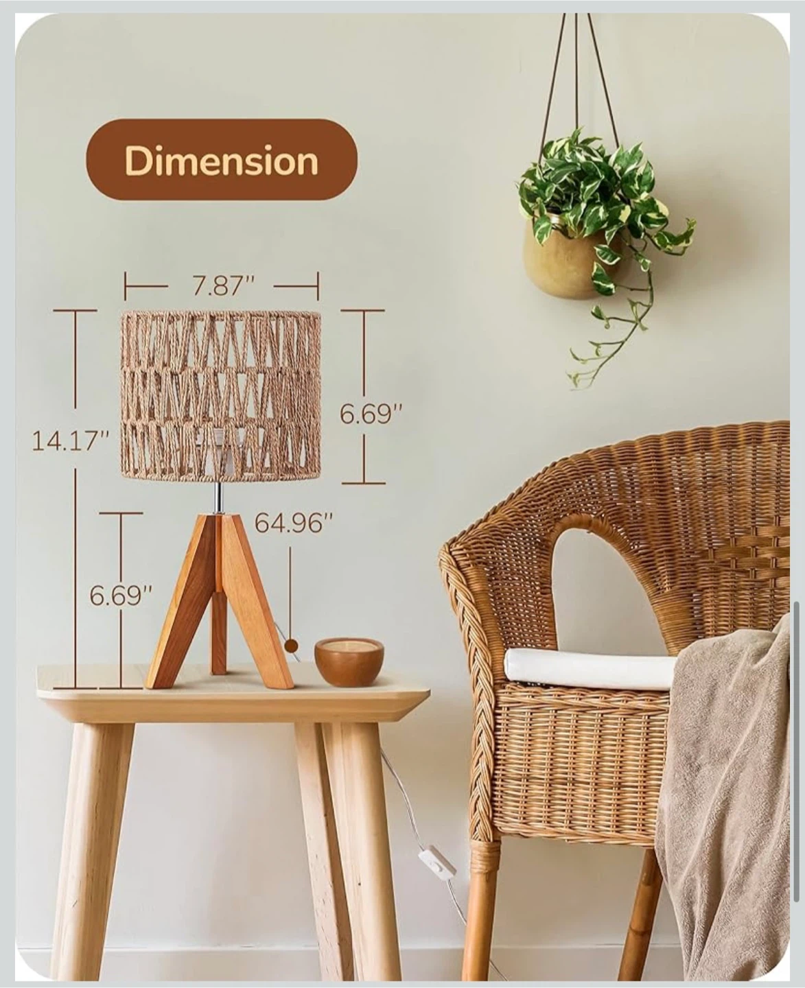 Small Table Lamp Bedside Lamp Nightstand Lamp Boho - photo 5